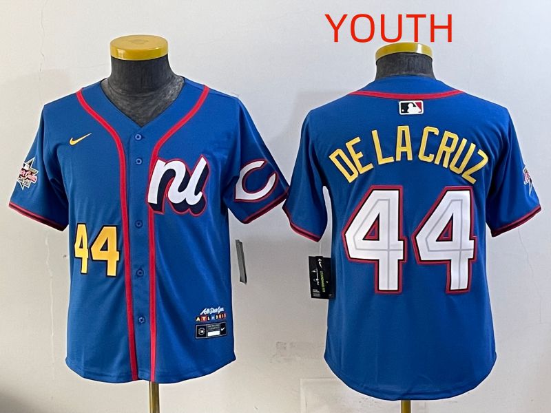 Youth 2025 Cincinnati Reds #44 De Lacruz Blue All star Nike MLB Jersey style 02
